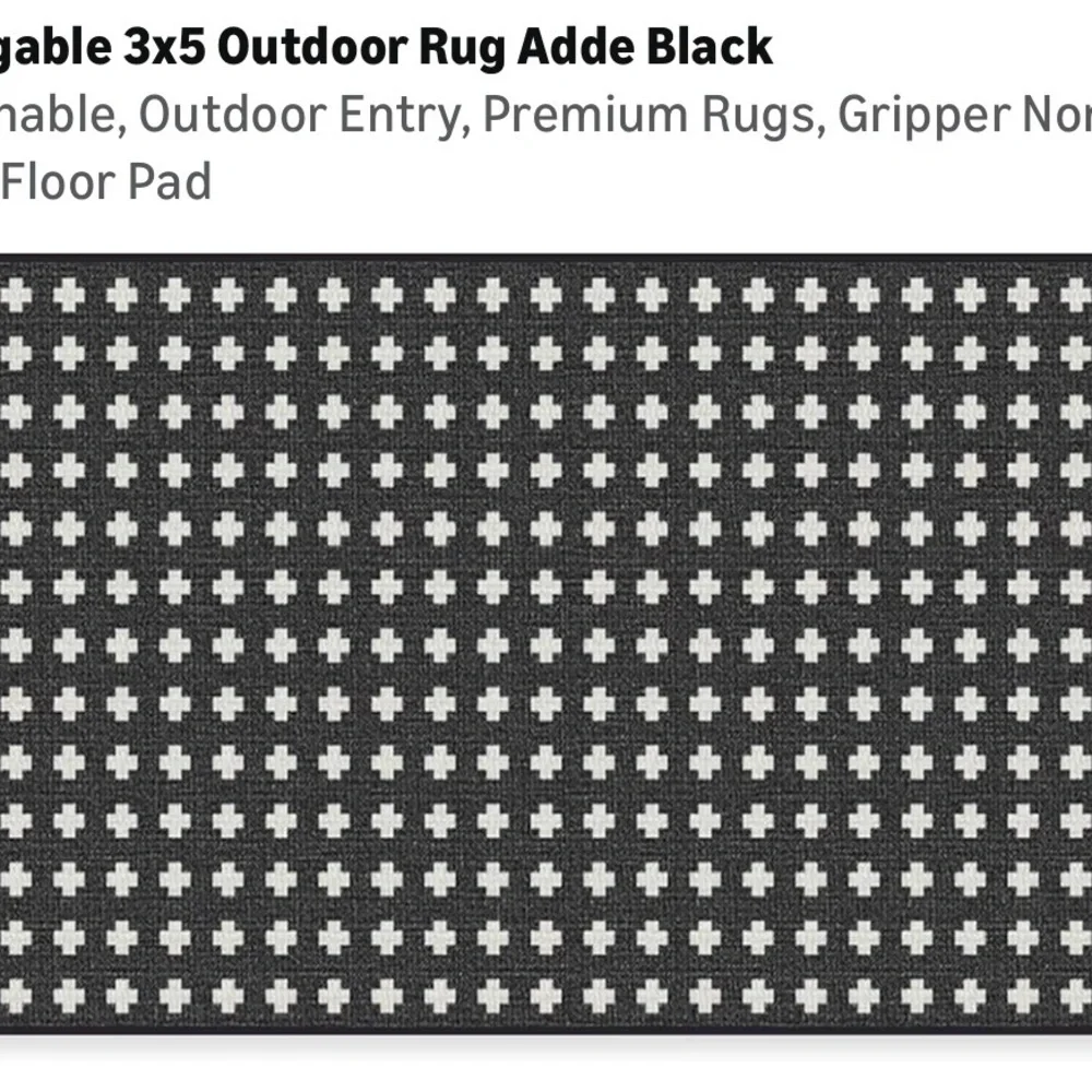 RUGGABLE Outdoor Adde Black RugWashable Rug Cover 3'x5' PREOWNED